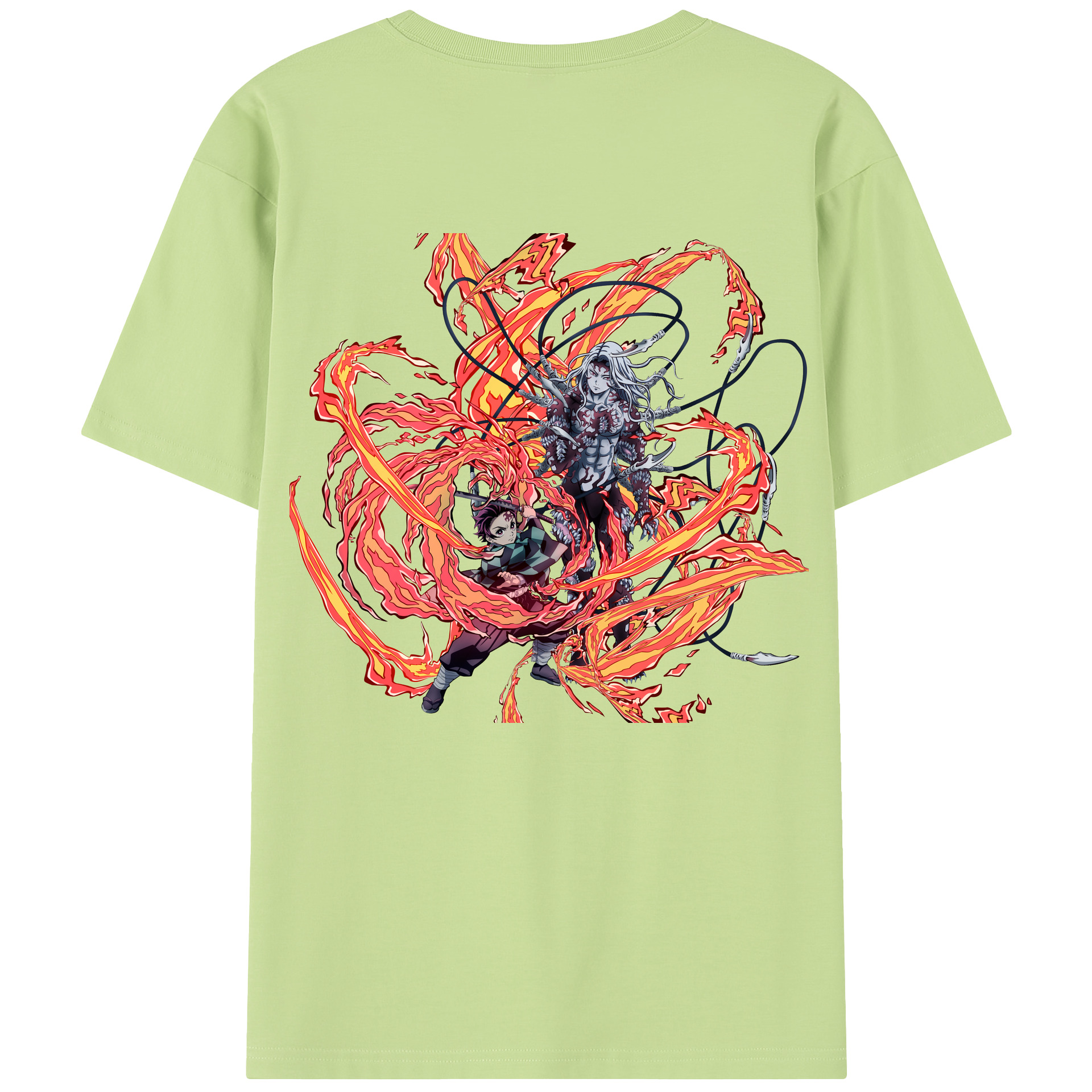（画像用） 鬼滅の刃 竈門 炭治郎／かまど たんじろう Kamado Tanjirou 綿100％半袖Tシャツ（背面プリント）
